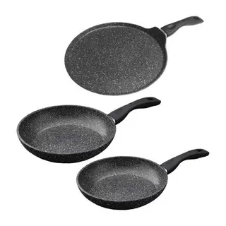 Westinghouse juego sartenes 3 piezas aluminio forjado acabado en mármol antiadherente - WCCS000903DMBB